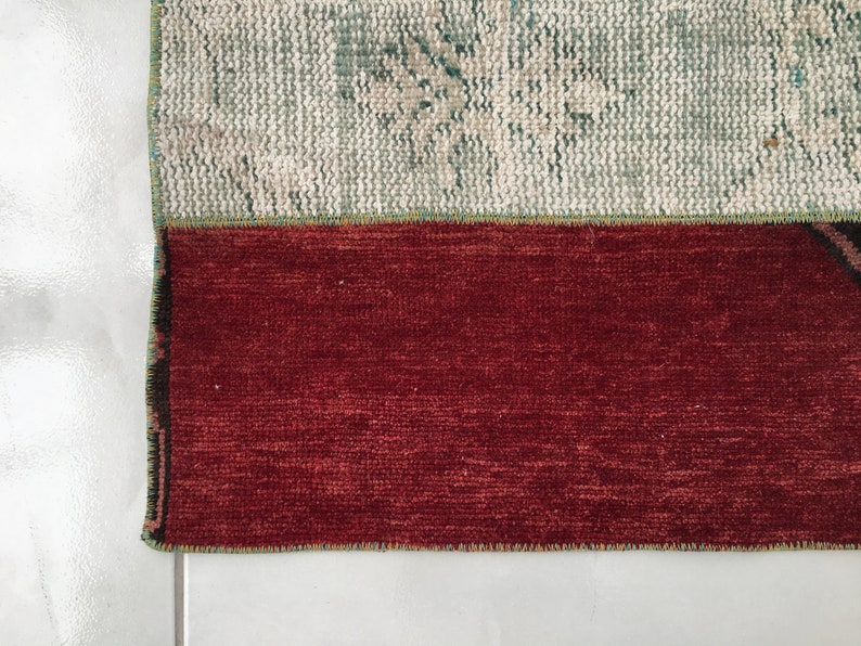 bohemian wool rug, multicolor rug, stair treads rug, aisle rug, turkish vintage rug, entryway rug, oushak rug, 3.1x11.2 ft, old rug, DC 2151