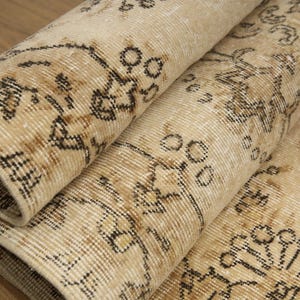 earth tone rug, turkish oushak rug, ethnic rug, lodge rug, vintage area rug, oriental rug, soft pile rug, 3.8 x 6.4 ft, floor rug, DC 7382