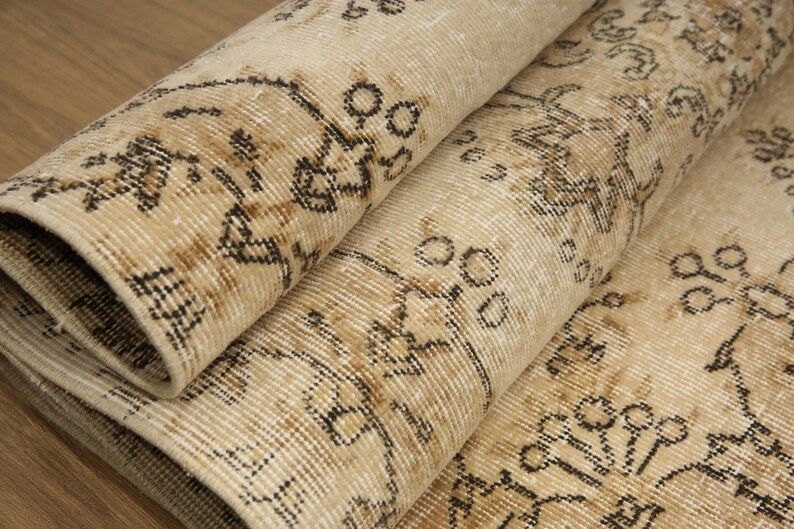 earth tone rug, turkish oushak rug, ethnic rug, lodge rug, vintage area rug, oriental rug, soft pile rug, 3.8 x 6.4 ft, floor rug, DC 7382