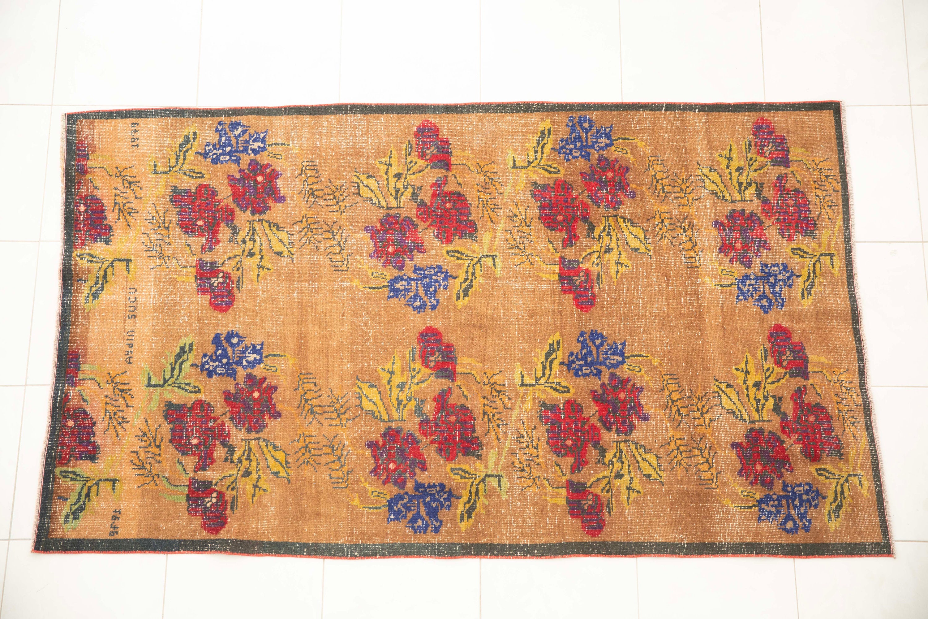 Handmade rug, Area rug, Coastal rug, Bedroom rug, Vintage turkish rug, Flower pattern rug, 4.7 x 8.1 ft , Wool rug, Old rug, DC 525