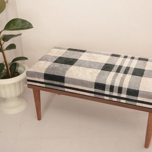 Desk bench, Plaid bench, End of bed bench, Wood work bench, Entryway bench, Shoe bench, Ottoman chair, Handmade bench, Foyer bench
