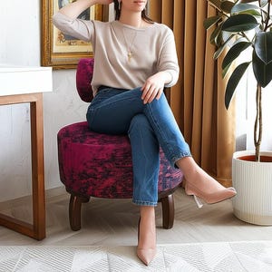 Pink design armchair, Chic home seating, Boutique furniture chair, Modern rustic chair, Mid century chair, Decorative wooden chair, DCP 4673