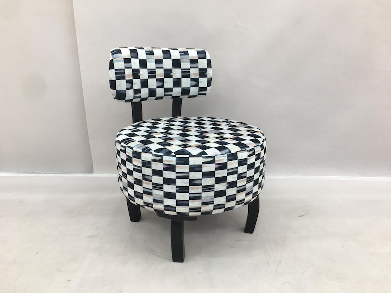 Checkered armchair, Designer chair, High-quality fabric chair, Eclectic chair, Upholstered chair, Designer chair, Set of chair, DCP 5045