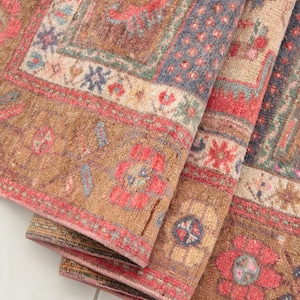 turkish handmade rug, genuine area rug, flower design rug, traditional rug, vintage rug, 3.1 x 5.1 ft, minimal rug, yoga room rug, DC 1663