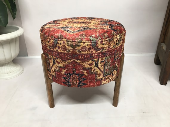 Round stool, Bean bag ottoman, Footrest stool, Sofa stool, Padded stool,  Comfortable stool, Wood work bench, Upholstered bench, Low stool