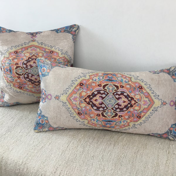 Blush pink pillow, Boho lumbar pillow, Bedding pillow, Floral design pillow, Soft colored pillow, Modern pillow, Body pillow cover, DCP 851