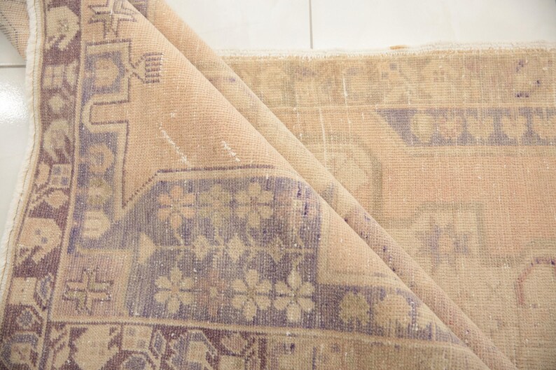rugs for bedroom, minimal rug, antique rug, turkish vintage rug, cute rug, pale rug, oushak pink rug, 4.3 x 7.4 ft, rustic rug, DC 1614 image 2