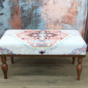 Dressing table bench, Cozy bench, Sitting bench, Boho decor bench, Office bench, Piano bench, Newly made, Ottoman footstool, Entry bench