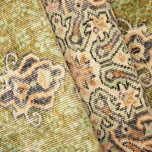 Soft colored green rug, Meditation rug, Boho oushak rug, Turkish handmade rug, Mudroom rug, 2.6 x 5 ft, Vintage rug, Country rug, DC 3051
