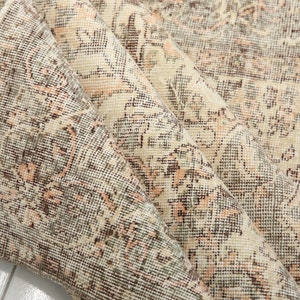 bohemian oushak rug, dining table rug, retro rug, worn rug, flower design rug, handknotted rug, vintage turkish rug, 5.6x10.7 ft, DC 4804