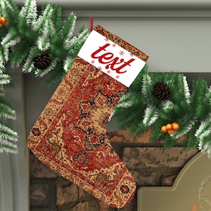 chenille stockings, charm stocking, holiday stocking, xmas tree socks, christmas stocking, personalized stocking, unique stocking, DC 4854