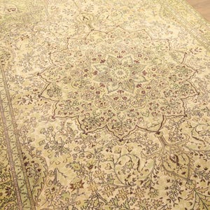 genuine wool rug, sage green rug, oriental rug, saloon rug, turkish handmade rug, wedding rug, 6.6x9.7 ft, vintage rug, large rug, DC 6816