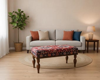 handmade furniture, kilim bench, ottoman bench, footstool bench, bedroom bench, sittin bench, dining chair, vanity bench, porch bench