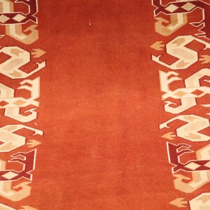 burnt orange rug, bordered rug, new looking rug, excellent runner rug, vintage rug, cultural decor rug, 2.9x9.3 ft, nomadic rug, DC 7169