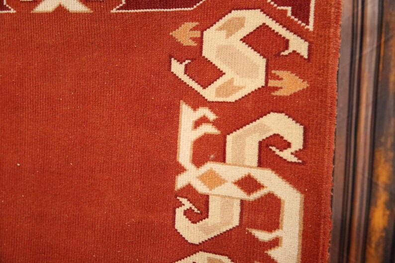 burnt orange rug, bordered rug, new looking rug, excellent runner rug, vintage rug, cultural decor rug, 2.9x9.3 ft, nomadic rug, DC 7169