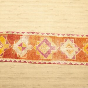 handmade vintage rug, oushak wool rug, bohemian rug, kitchen rug, stair mat, 2.9 x 11.6 ft, soft herki rug, boho decor rug, DC 122