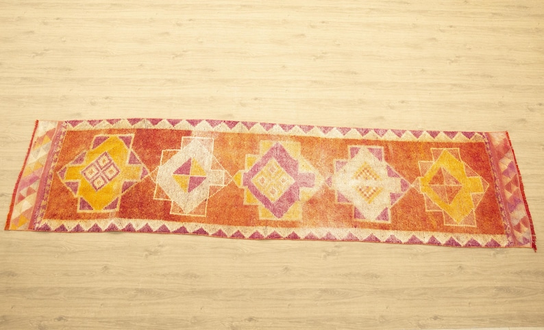 handmade vintage rug, oushak wool rug, bohemian rug, kitchen rug, stair mat, 2.9 x 11.6 ft, soft herki rug, boho decor rug, DC 122