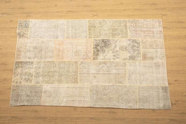 patchwork rug, faded woven rug, vintage large rug, new house gift, utility rug, turkish rug, 5.2x7.9 ft, handknotted rug, cool rug, DC 7248