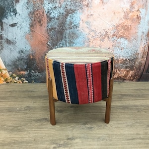 Footstool bench, Kilim rug bench, Saddle bench, Dorm stool, Primitive stool, Coffee table bench, Yoga bench, Ottoman bench, DCFV 20