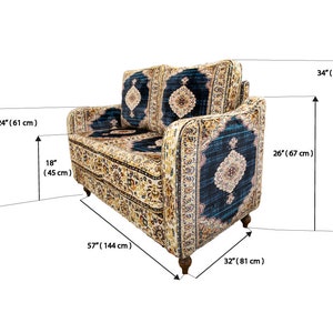 Loveseat sofa, 2 seater sofa, Bohemian sofa, Upholstered couch, Living room sofa, Single sofa, Lazy loveseat, Twin sofa, Bench with back