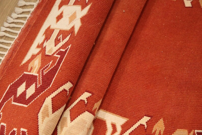 burnt orange rug, bordered rug, new looking rug, excellent runner rug, vintage rug, cultural decor rug, 2.9x9.3 ft, nomadic rug, DC 7169