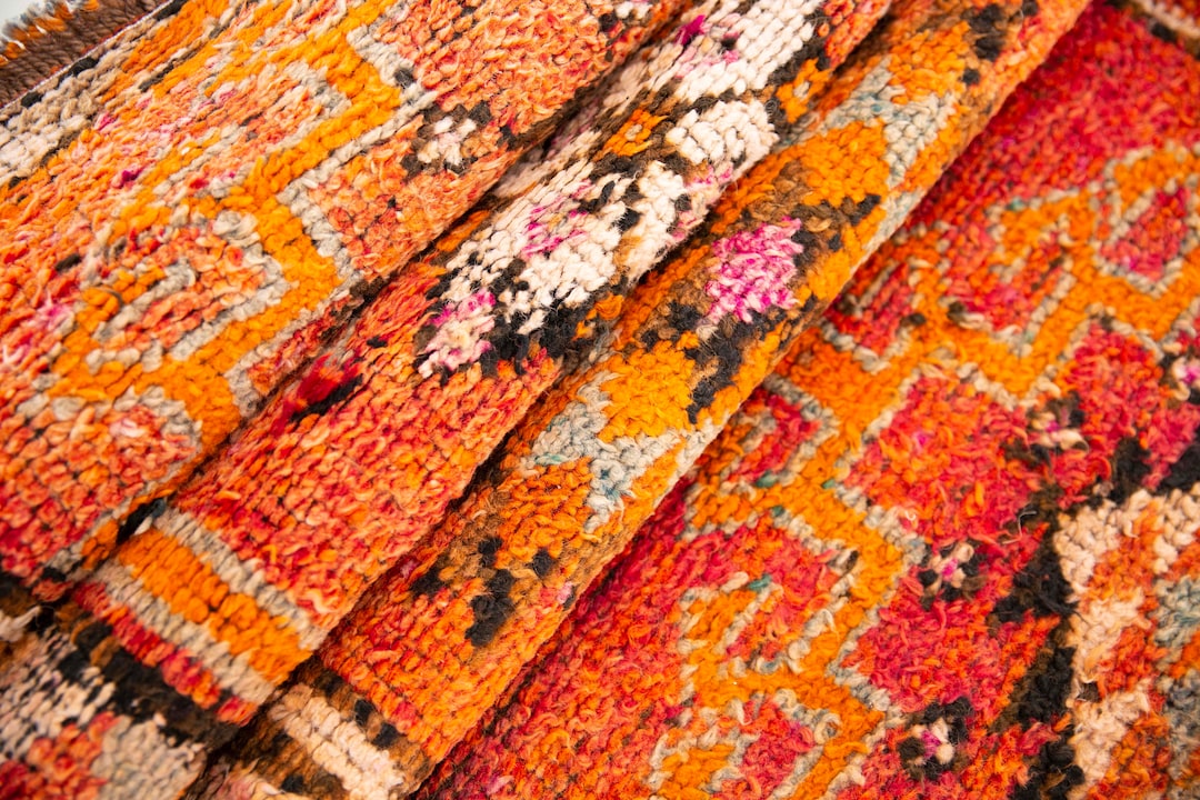 Handknotted Rug, Orange Green Rug, Retro Rug, Colorful Rug, Entryway