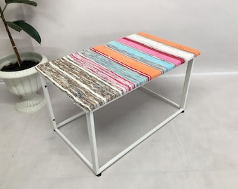 Mesa de centro única, Mesa de centro colorida, Mesa de centro de diseño, Mesa de centro retro, Mesa de centro de metal, Mesa de centro kilim, DCT 02