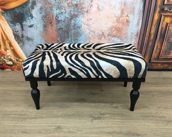 Handmade Bench, Wood Work Bench, Ottoman, Gift for Her, Dining Bench, Turkish Rug Bench, Sitting Bench, Coffee Bench, Piano Bench