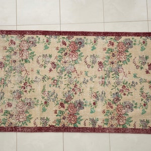 botanical rug, eco friendly rug, oushak area rug, old rug, bed side rug, vintage turkish rug, 3.4x6.2 ft, chic rug, hand knotted rug, DC 690