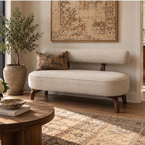 Linen Upholstered 2 Seater Sofa, Handmade Couch, Living Room Couch, Soft Armchair, Sitting Couch, Porch Furniture