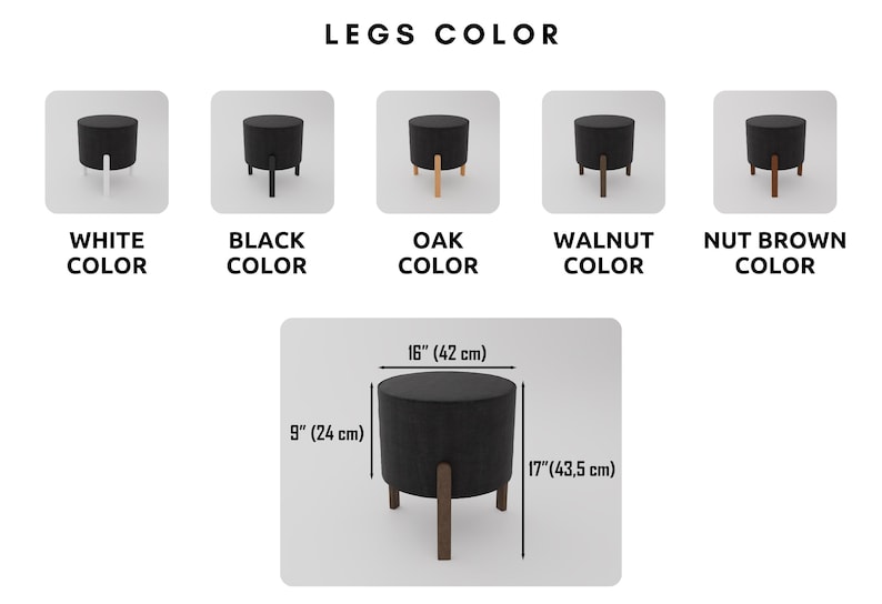 Round stool, Bean bag ottoman, Footrest stool, Sofa stool, Padded stool,  Comfortable stool, Wood work bench, Upholstered bench, Low stool