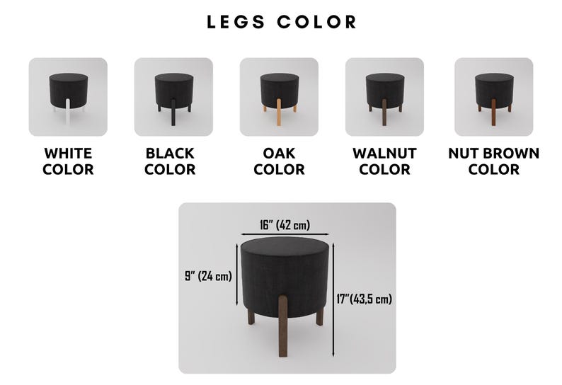 Footstool pouf, Ottoman stool, Dressing table stool, Bohemian stool, Circle stool, Porch stool, Telephone stool, Portable stool, Foot rest - Thumbnail 2