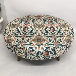 Round coffe table, Circle mid table, Handmade ottoman bench, Boho chic ottoman, Floral coffee table, Breakfast table