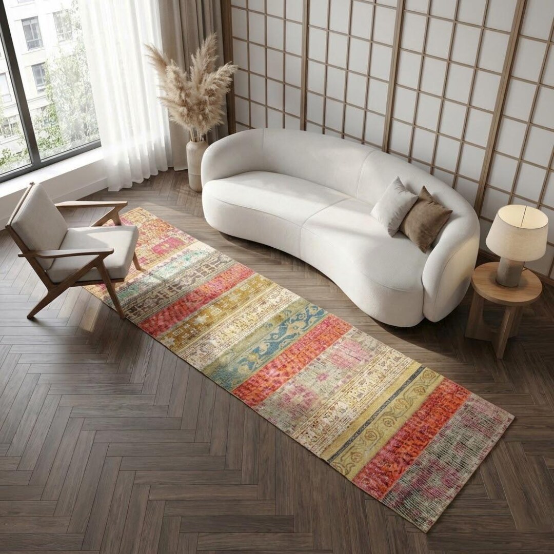 Colorful Runner Rug, Multi Color Turkish Wool Carpet, Vibrant Hallway ...