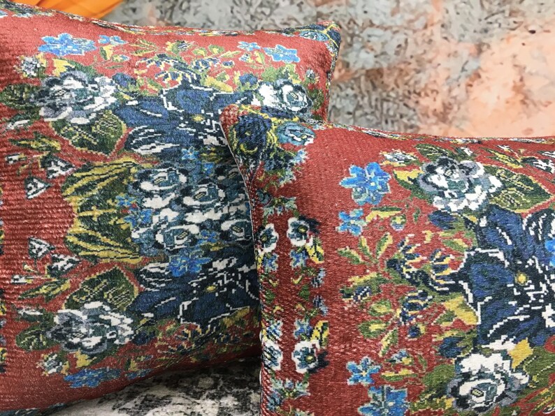 Lumbar cushion, Floral pillow cover, Chair cushion, Aesthetic pillow, Sofa pillow, Vernal pillowcase, Boho pillow, Retro pillow, DCP 5248