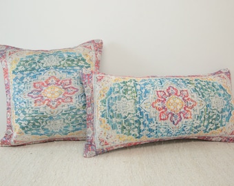 Pastellfarbenes Kissen, Blumenkissen, Holzkissen, Stuhlkissen, Maximalist-Kissen, Dekokissen, Boho-Kissenbezug, 12x24 cm, DCP 206