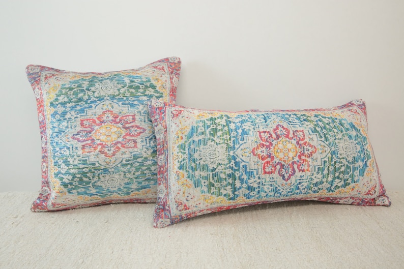 Pastel color pillow, Floral pillow, Lumber pillow, Chair cushion, Maximalist pillow, Decorative pillow, Boho pillow cover, 12x24