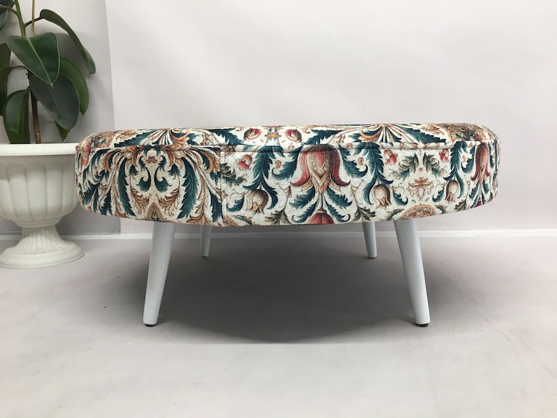 Round coffe table, Circle mid table, Handmade ottoman bench, Boho chic ottoman, Floral coffee table, Breakfast table