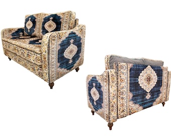 Loveseat sofa, 2 seater sofa, Bohemian sofa, Upholstered couch, Living room sofa, Single sofa, Lazy loveseat, Twin sofa, Bench with back