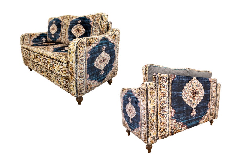 Loveseat sofa, 2 seater sofa, Bohemian sofa, Upholstered couch, Living room sofa, Single sofa, Lazy loveseat, Twin sofa, Bench with back