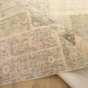patchwork rug, faded woven rug, vintage large rug, new house gift, utility rug, turkish rug, 5.2x7.9 ft, handknotted rug, cool rug, DC 7248