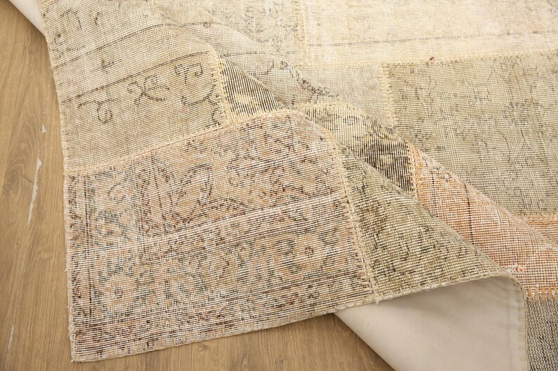 patchwork rug, faded woven rug, vintage large rug, new house gift, utility rug, turkish rug, 5.2x7.9 ft, handknotted rug, cool rug, DC 7248