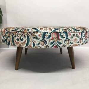 Round coffe table, Circle mid table, Handmade ottoman bench, Boho chic ottoman, Floral coffee table, Breakfast table