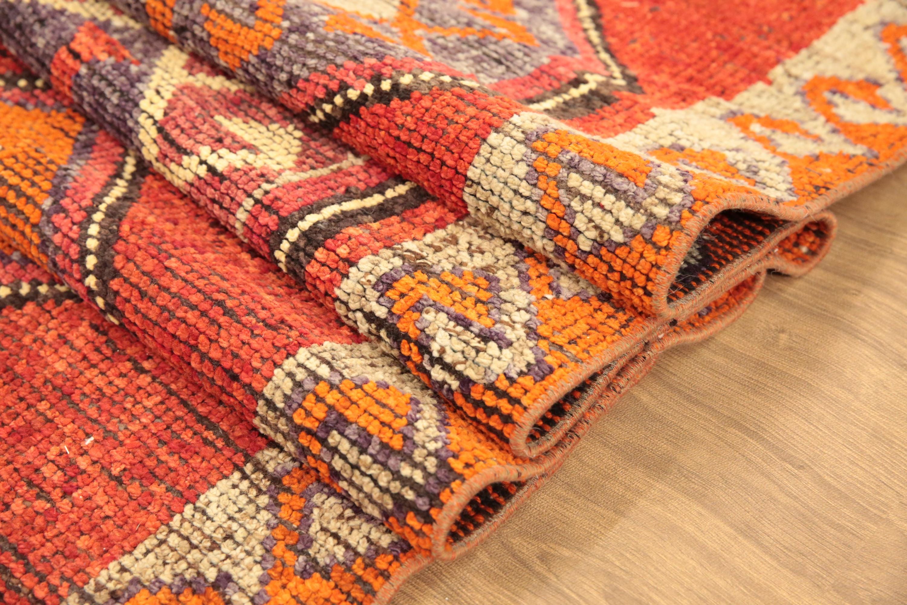 herki runner rug, home decor runner, ethnic runner rug, vintage rug, red color rug, stairway rug, handmade herki rug, 3.3 x 10.6 ft, DC 6428