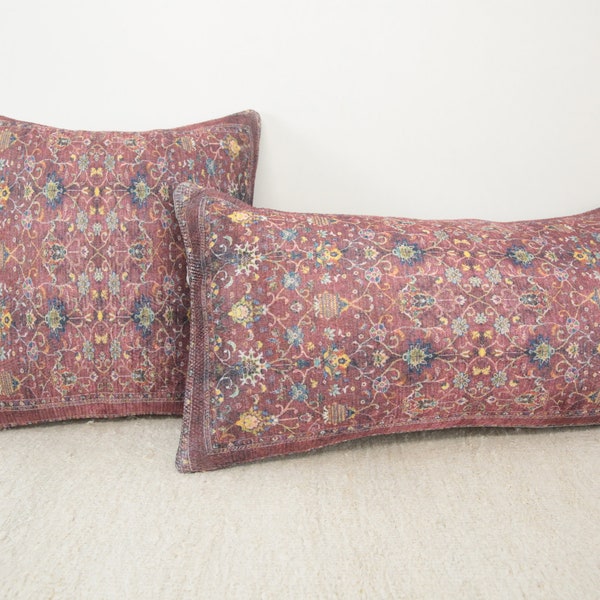 Oreiller botanique, housse de coussin, taie d'oreiller bordeaux, oreiller floral, oreiller de ferme, oreiller ottoman, taie d'oreiller, DCP 4334