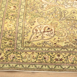 genuine wool rug, sage green rug, oriental rug, saloon rug, turkish handmade rug, wedding rug, 6.6x9.7 ft, vintage rug, large rug, DC 6816