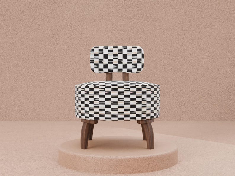 Checkered armchair, Designer chair, High-quality fabric chair, Eclectic chair, Upholstered chair, Designer chair, Set of chair, DCP 5045