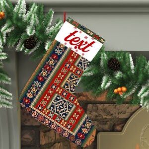 Calcetines navideños personalizados, kilim festivo, calcetines colgantes, calcetines rústicos, calcetines navideños, calcetines para chimenea, bolsa de regalo de Papá Noel, DC 5265