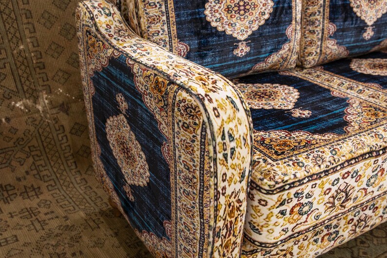 Loveseat sofa, 2 seater sofa, Bohemian sofa, Upholstered couch, Living room sofa, Single sofa, Lazy loveseat, Twin sofa, Bench with back
