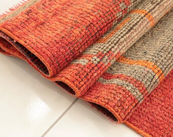 herki turkish rug, handmade wool rug, entryway rug, soft oushak rug, vintage runner rug, 2.8x10.4 ft, corridor rug, tribal rug, DC 6228